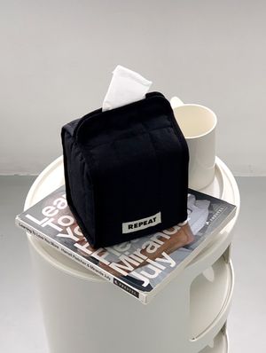 패딩 휴지케이스 티슈케이스 블랙 원형 정사각 (2type)