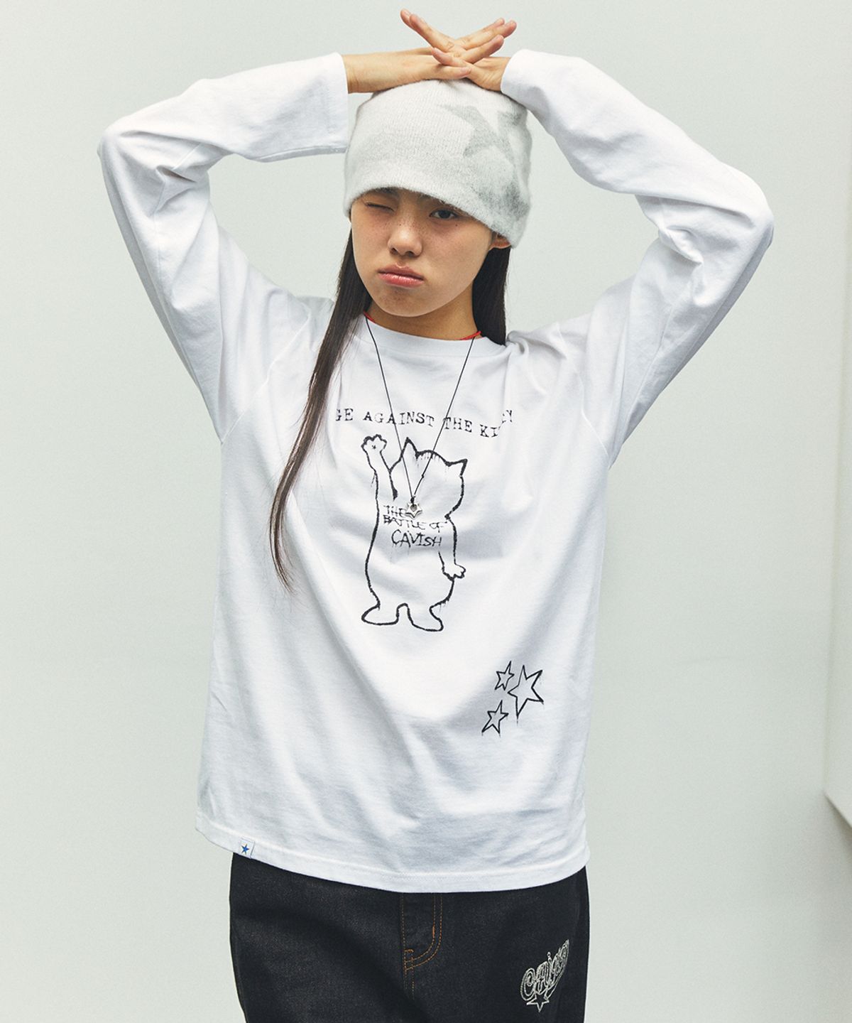카비시(CAVISH) GRAFFITI CAT LS TEE WHITE(CV2FFFT552A)