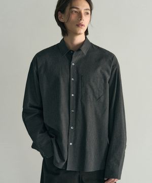 픽셀 크롭 체크 셔츠 [차콜]