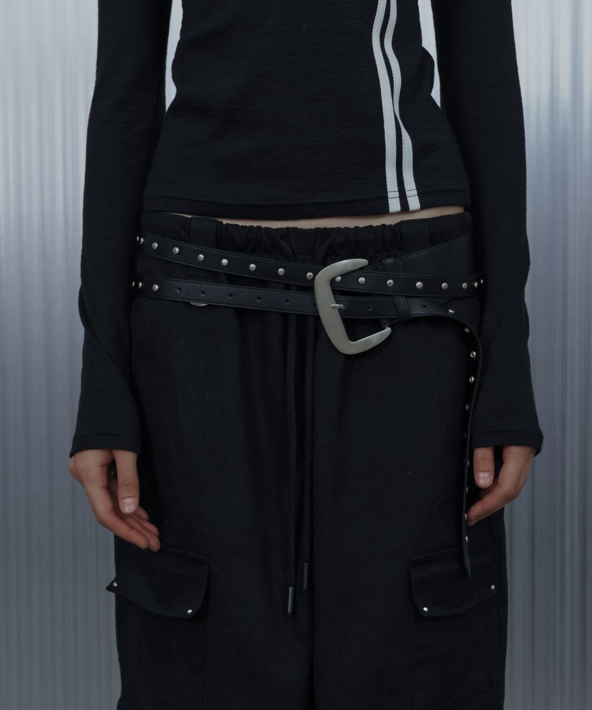 셋업이엑스이(SETUP-EXE) DECRESCENDO LAYERED BELT /  BLACK