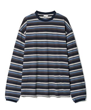 링거 트리플 스트라이프 롱 슬리브 브라운