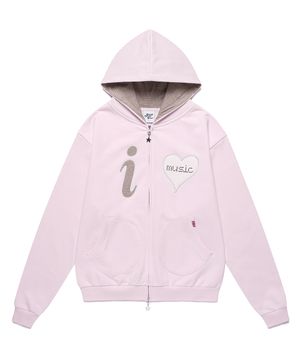 I LOVE MUSIC ZIP UP HOODIE PINK(CV2FFUM481A)