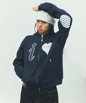 [기명, 매미pick] I LOVE MUSIC ZIP UP HOODIE NAVY(CV2FFUM481A)