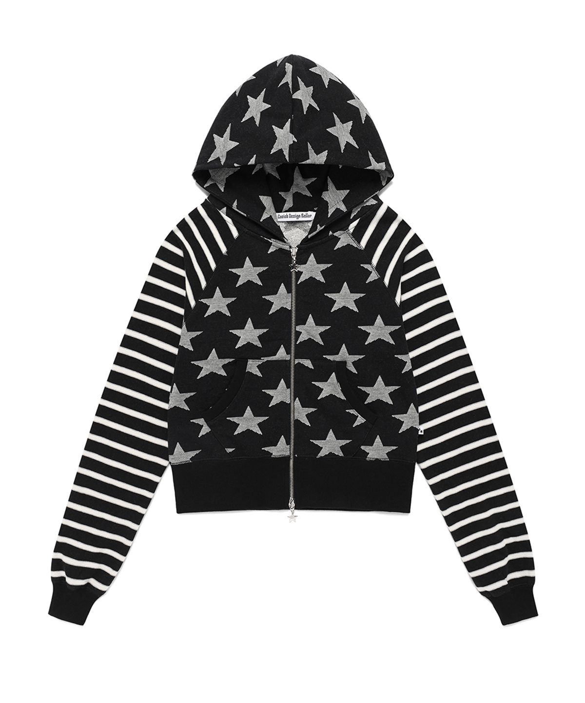 카비시(CAVISH) W RAGLAN STAR ZIP UP HOODIE BLACK(CV2FFFM482A)