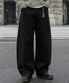 트위스트 커브드 코튼 팬츠[블랙]