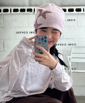 TWIN STAR BEANIE PINK(CV2FFUAB31A)