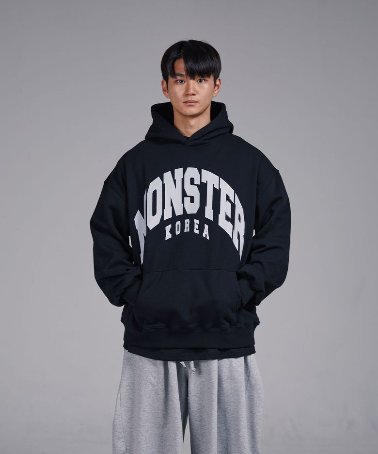KM04 MONSTER 오버핏 후드티 블랙