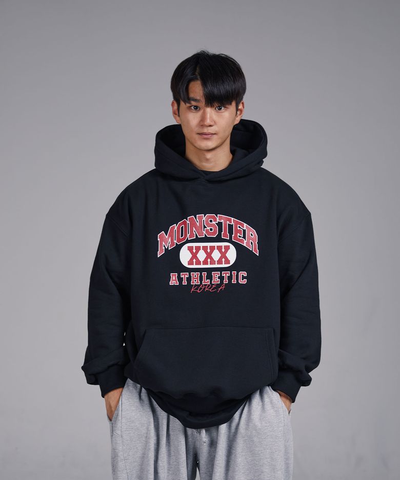 KM02 MONSTER XXX 오버핏 후드티 블랙