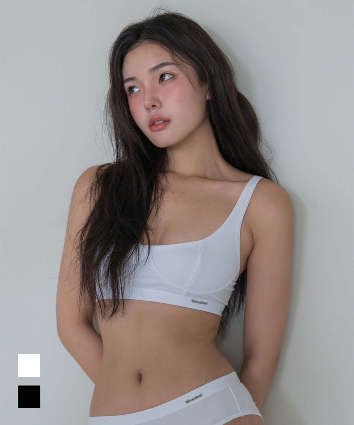 도로시와(DOROSIWA) Minimal Garments Cotton Cut Line Bralette (Wireless)_2colors