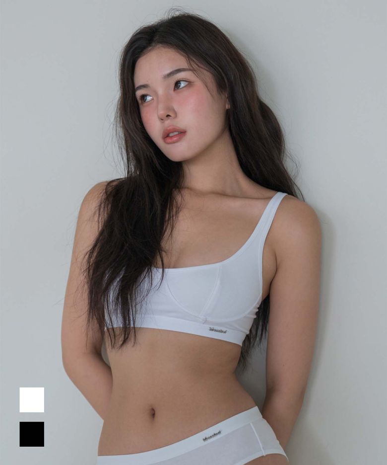 Minimal Garments Cotton Cut Line Bralette (Wireless)_2colors