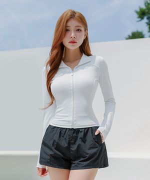 컷라인 슬림핏 집업 래쉬가드