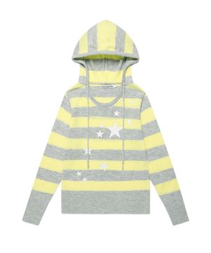 W U NECK STRIPED STAR KNIT HOODIE YELLOW(CV2FFFK601A)