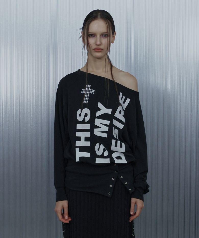 BOLD LETTERING LOOSE TOP / BLACK