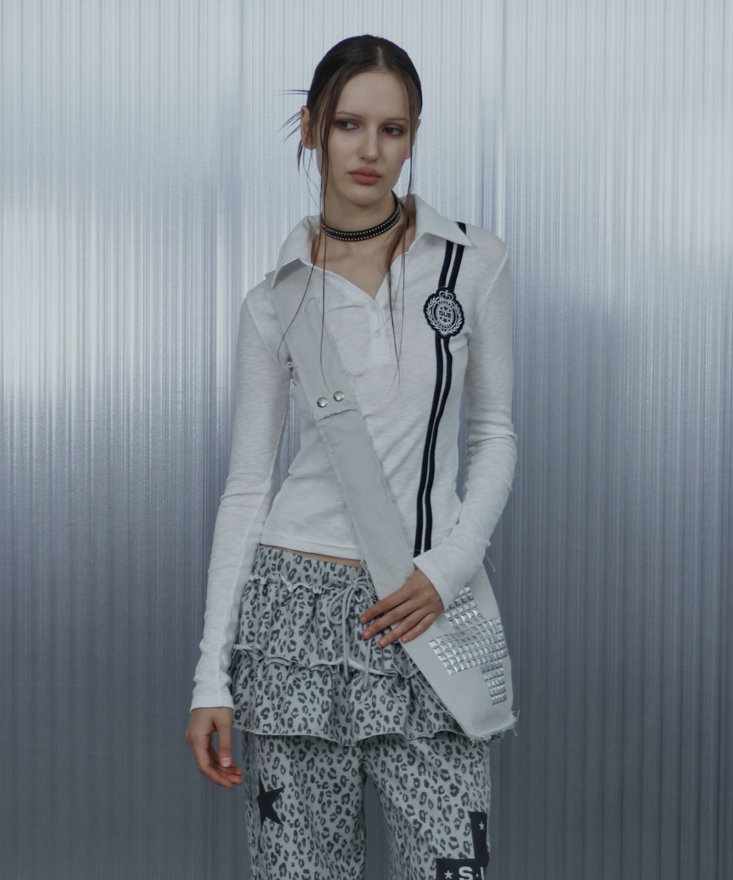 MUSINSA公式 | SETUPEXE WAFFEN LINE COLLAR TEE / WHITE