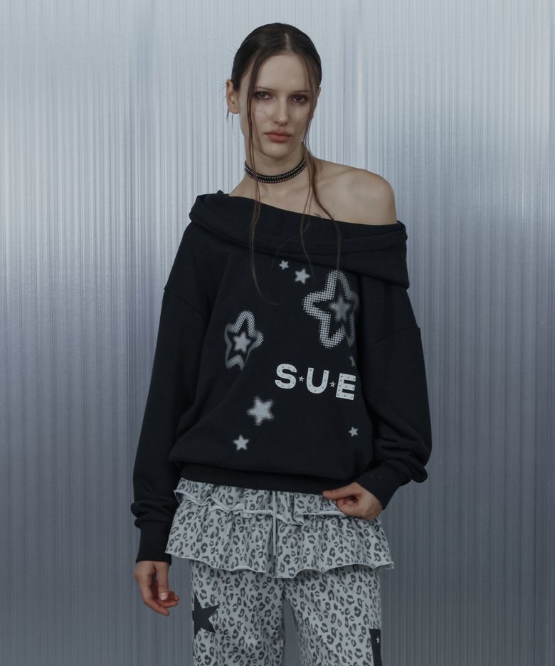 SUE WIDE HOODIE TOP / BLACK