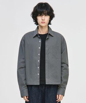 데일리 크롭 포켓 셔츠[차콜]