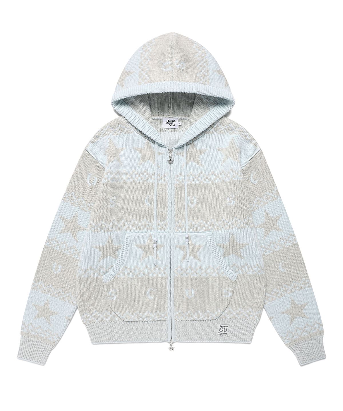 카비시(CAVISH) NORDIC KNIT ZIP UP HOODIE BLUE(CV2FFUK680A)