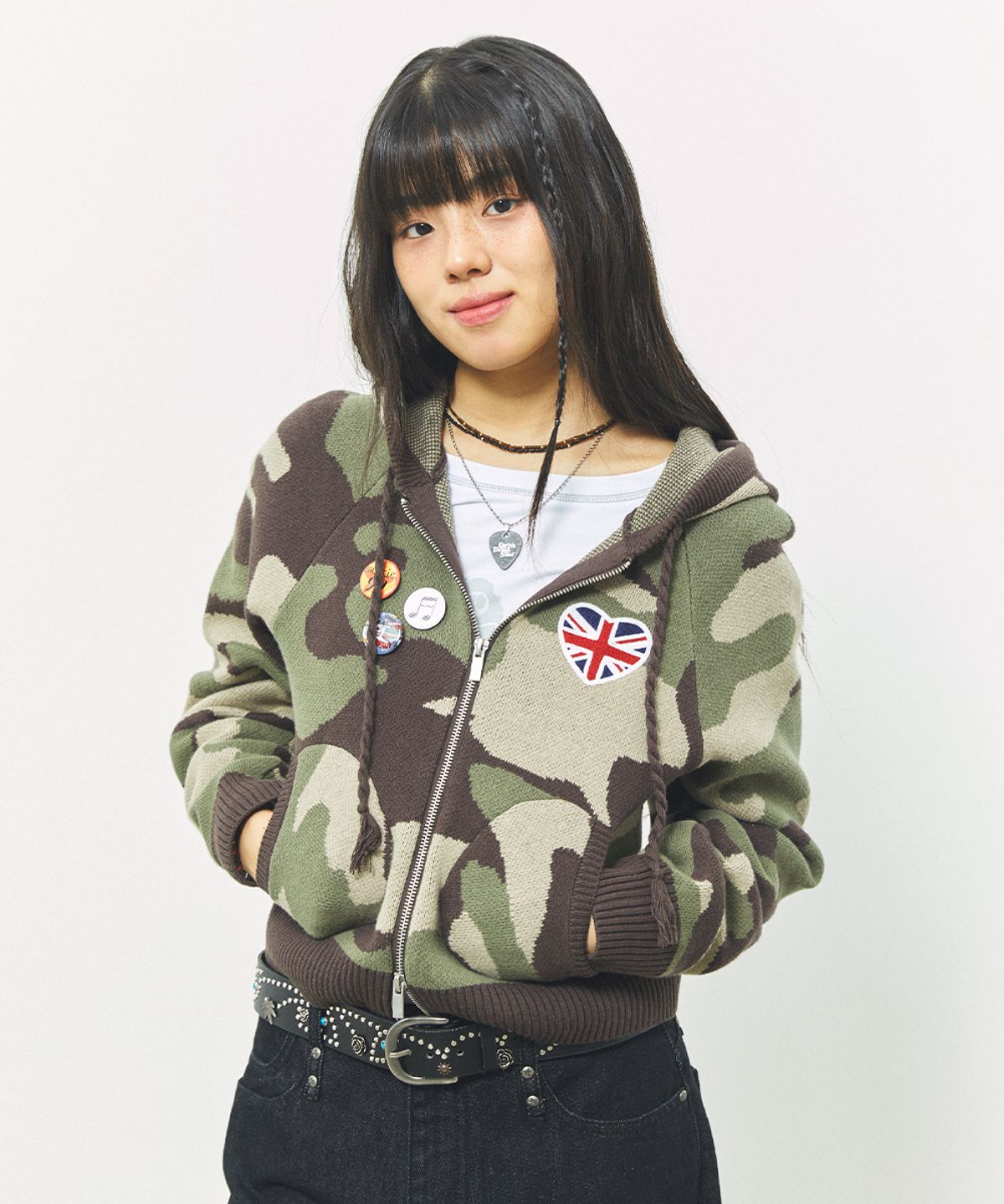 카비시(CAVISH) W UNION JACK KNIT ZIP UP HOODIE CAMO(CV2FFFK681A)
