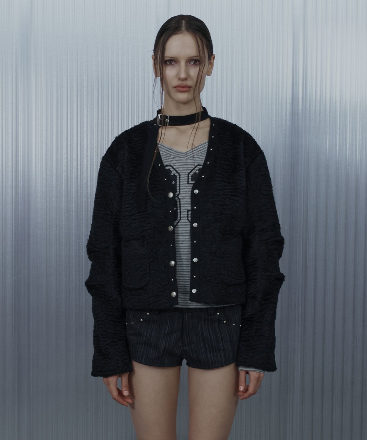 셋업이엑스이(SETUP-EXE) SHORT CHOKER JACKET / BLACK