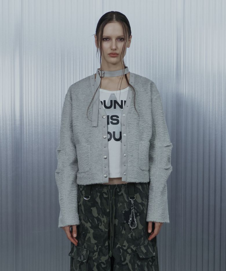 SHORT CHOKER JACKET / LIGHT GRAY