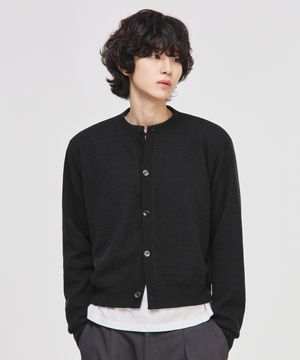 라운드넥 크롭 니트 가디건[블랙]