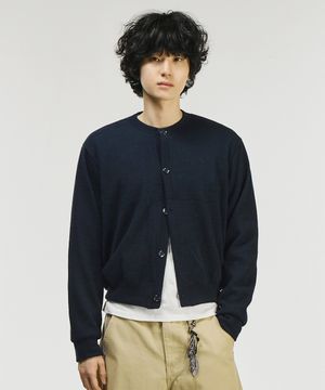 라운드넥 크롭 니트 가디건[네이비]