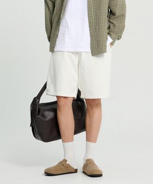 슬렌 데님 밴딩 쇼츠 (Ivory)