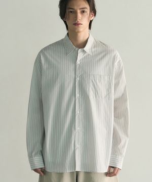에디터 로그 스트라이프 셔츠 [화이트]
