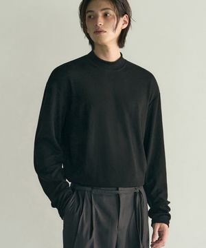 레이어드 모크넥 니트 티셔츠 [블랙]