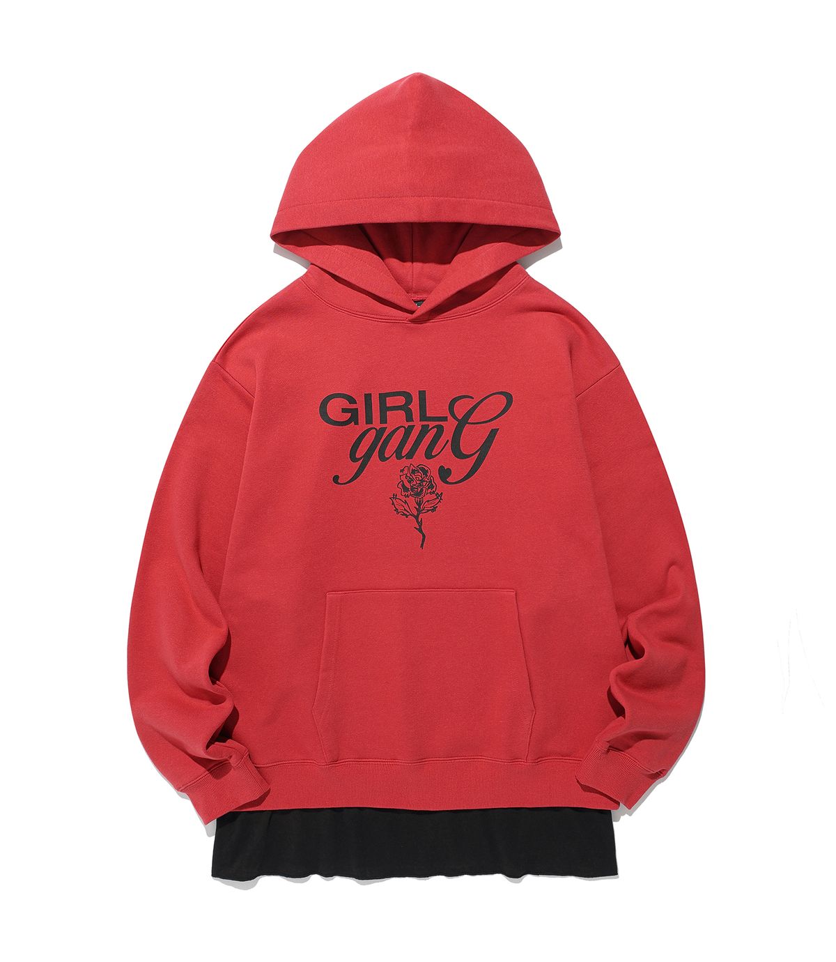 나이스고스트클럽(NICEGHOSTCLUB) LAYERED DRESS GIRL GANG HOODIE_RED(NG2FFUM404A)
