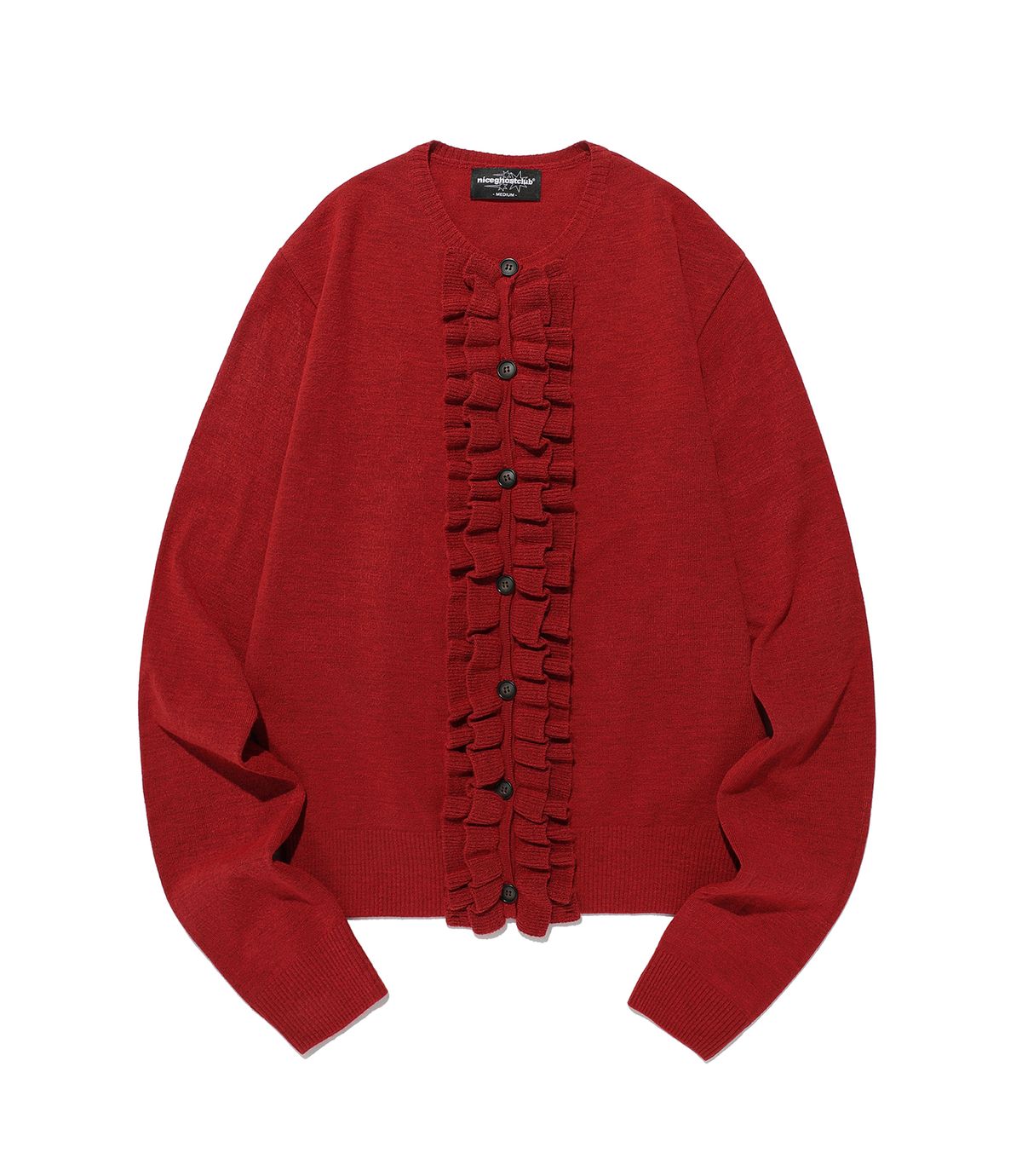나이스고스트클럽(NICEGHOSTCLUB) FRILL KNIT CARDIGAN_RED(NG2FFFK682A)