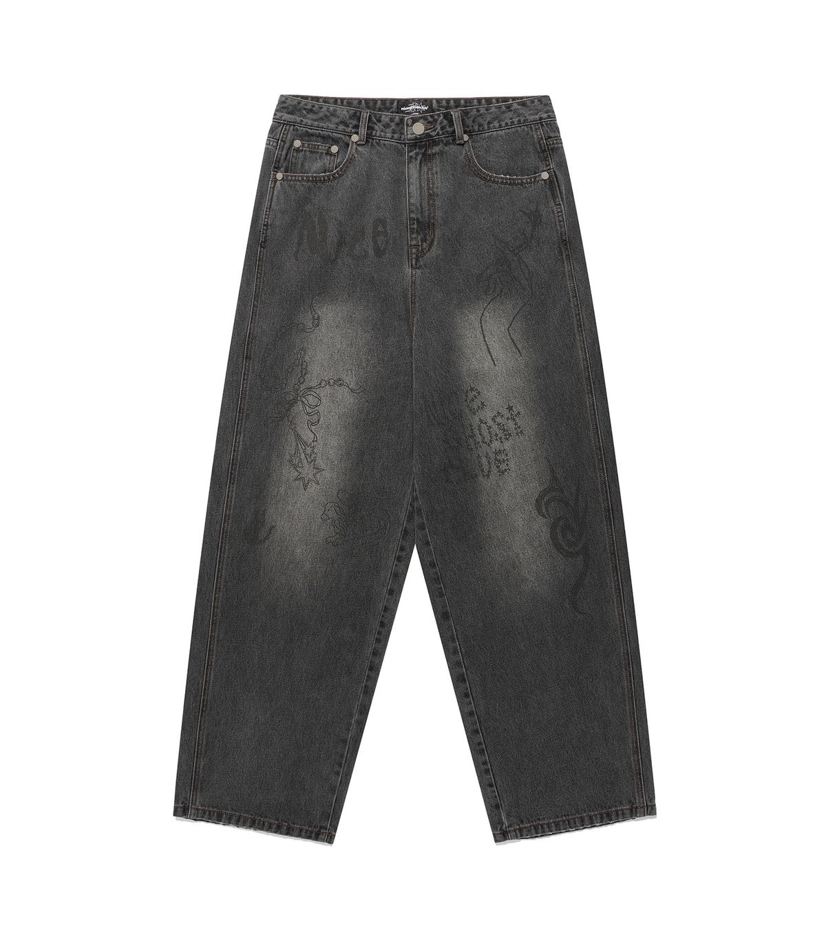 나이스고스트클럽(NICEGHOSTCLUB) DOODLE GRAPHIC WIDE JEANS_GREY(NG2FFUD110A)