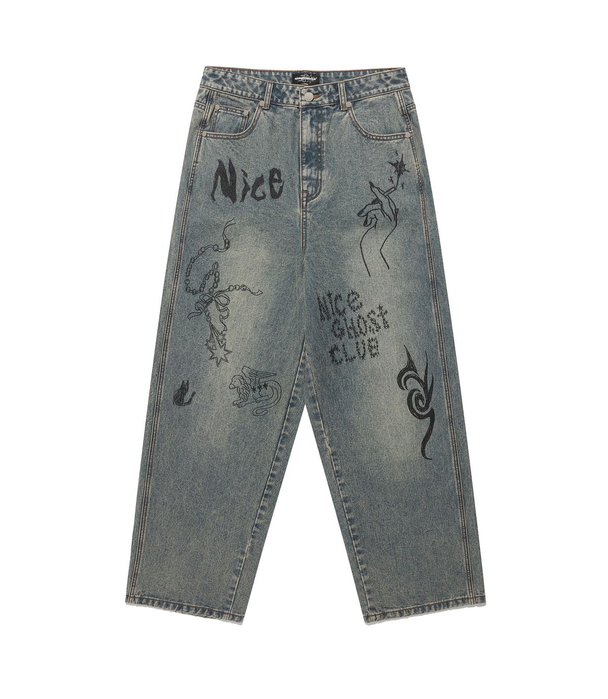 나이스고스트클럽(NICEGHOSTCLUB) DOODLE GRAPHIC WIDE JEANS_BLUE(NG2FFUD110A)