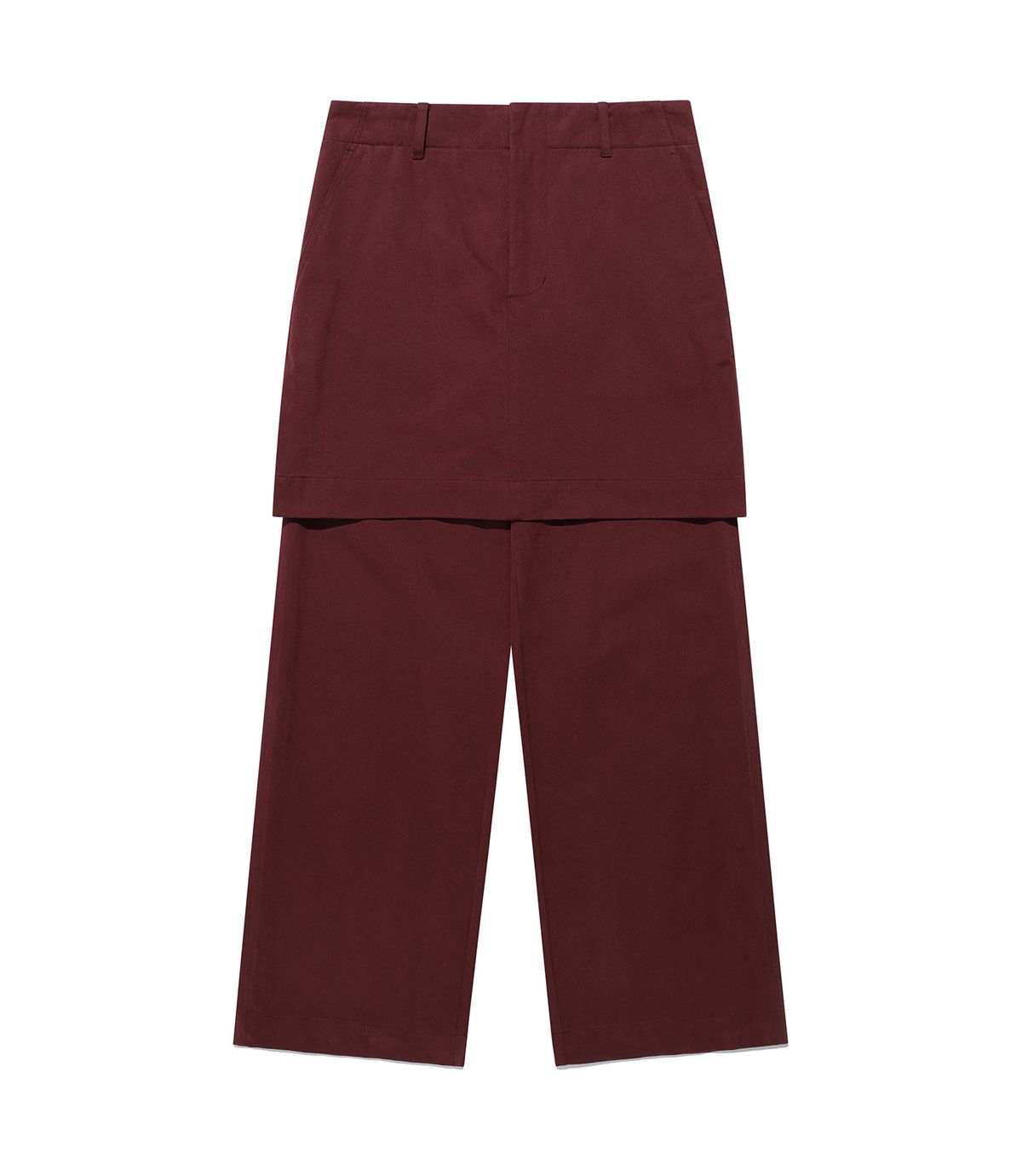 나이스고스트클럽(NICEGHOSTCLUB) LAYERED SKIRT CHINO PANTS_BURGUNDY(NG2FFUPA10A)