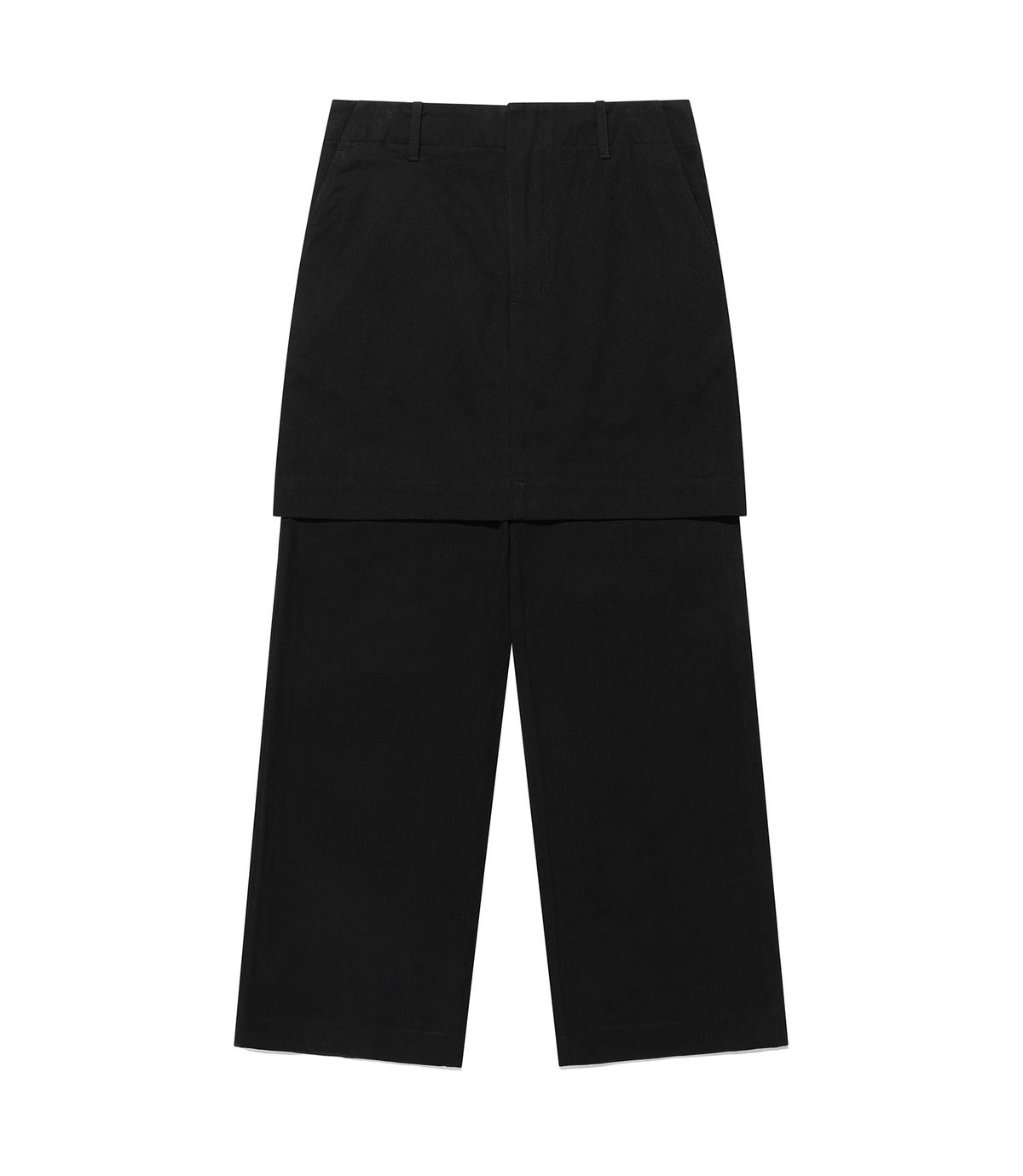 나이스고스트클럽(NICEGHOSTCLUB) LAYERED SKIRT CHINO PANTS_BLACK(NG2FFUPA10A)