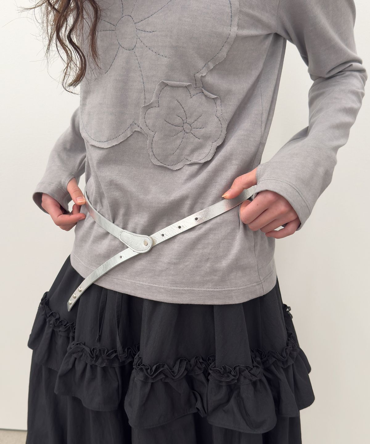 타입서비스(TYPESERVICE) Leather Rivet Belt [Silver]