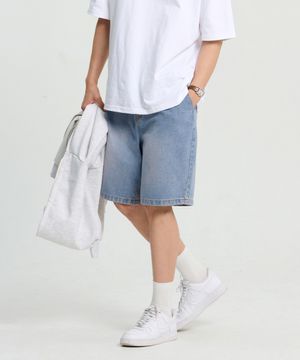 슬렌 데님 밴딩 쇼츠 (Light Blue)