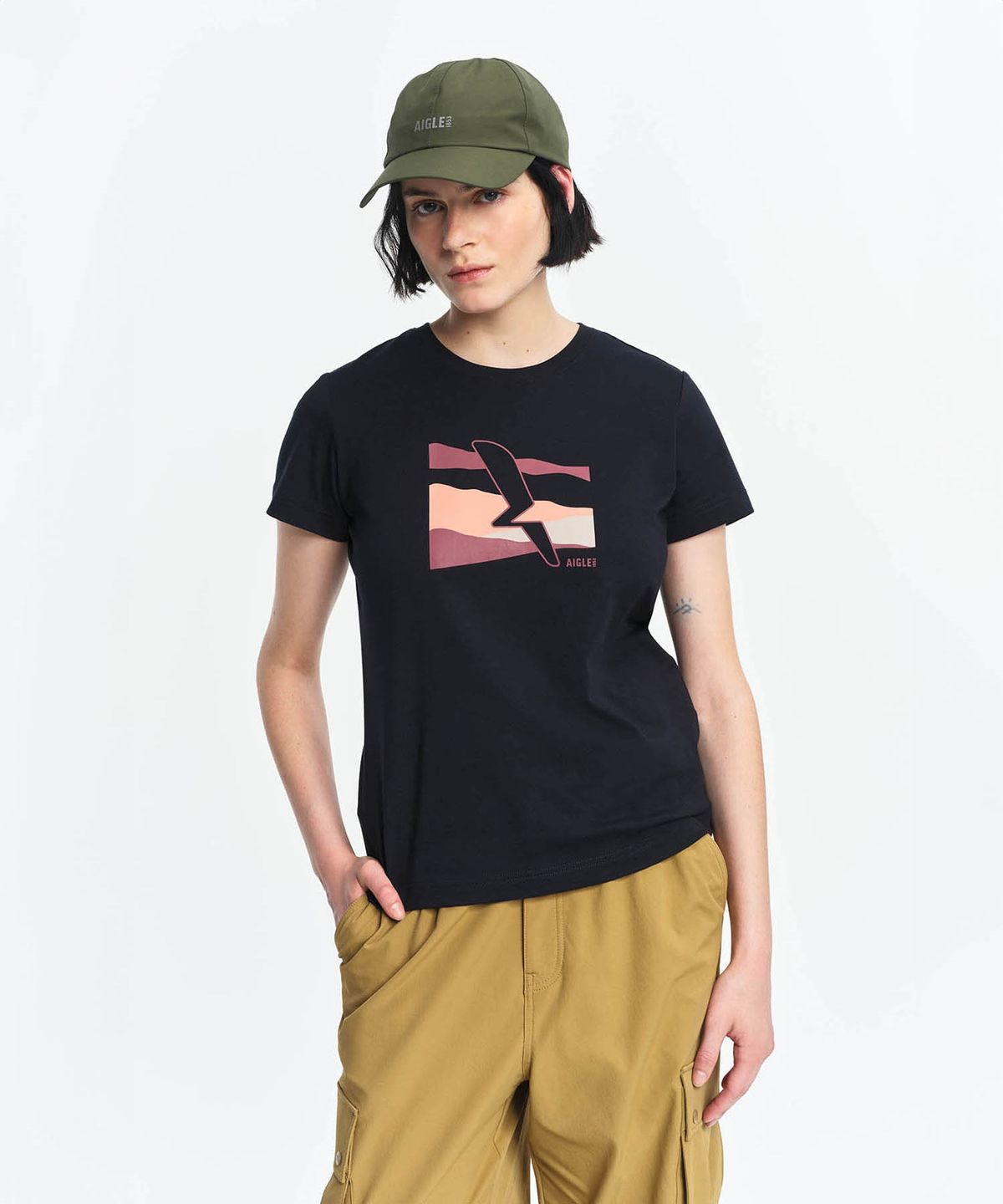 에이글(Aigle) 여성 DFT 숏 슬리브 티셔츠 AAW25WTSH010NOI