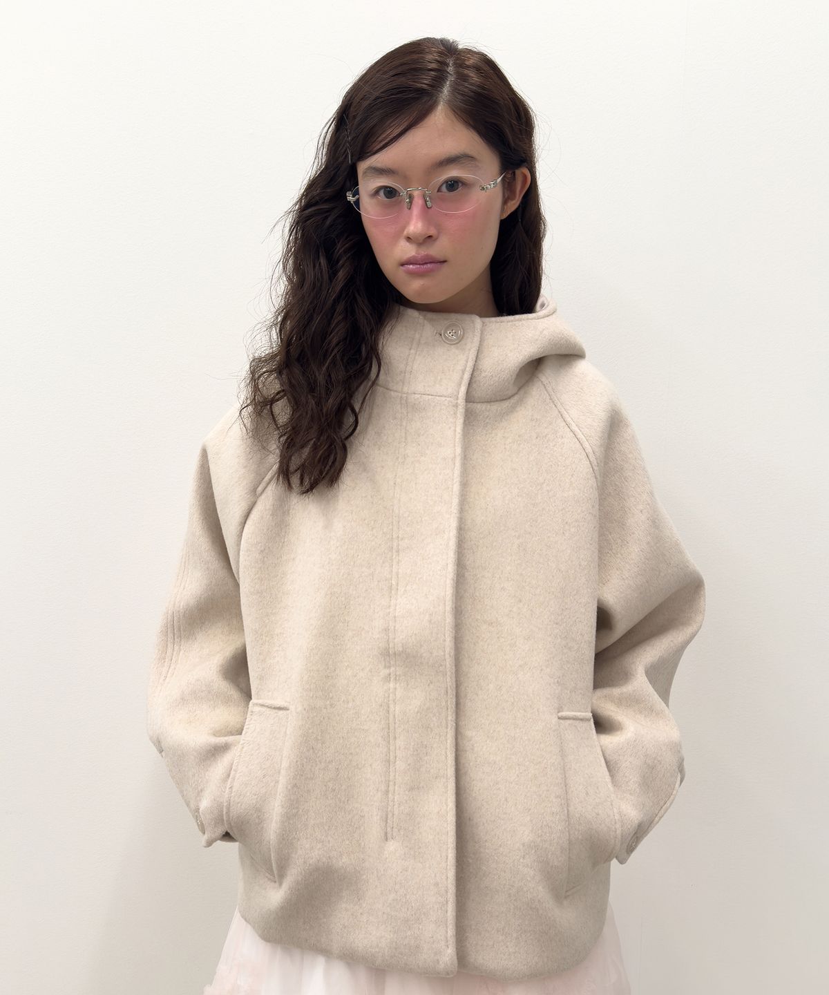 타입서비스(TYPESERVICE) Hooded Half Coat [Oatmeal]
