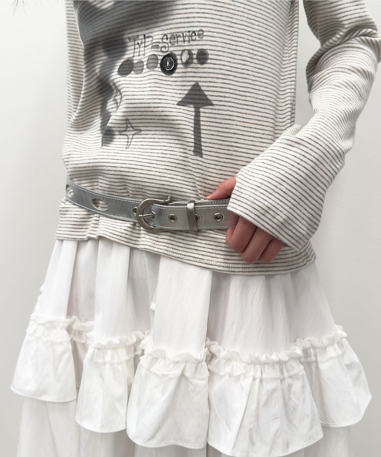 Perforated Leather Belt [Silver]