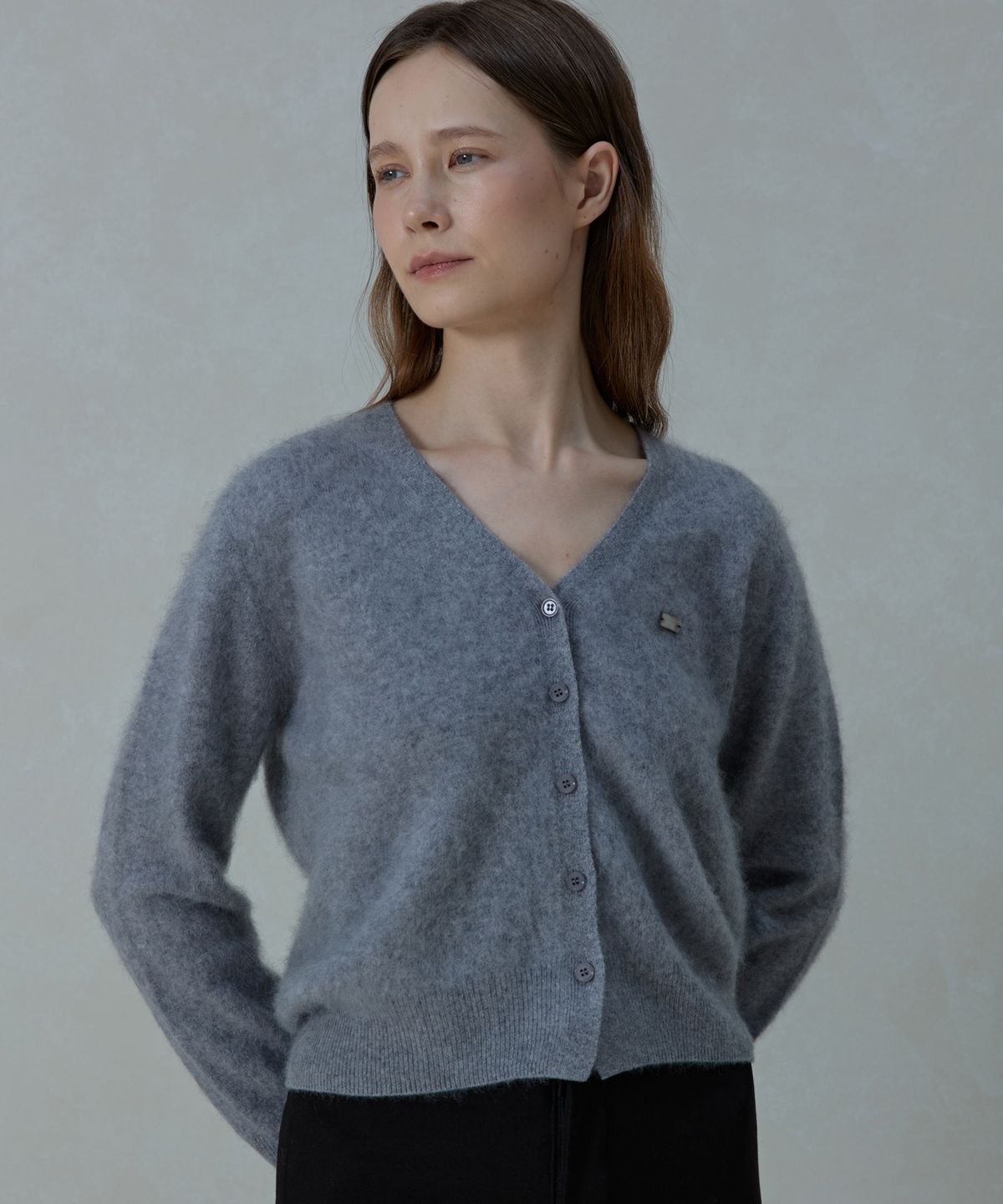 아흐레(AHRE) Noelle Wholegarment Cashmere Wool Cardigan_GREY