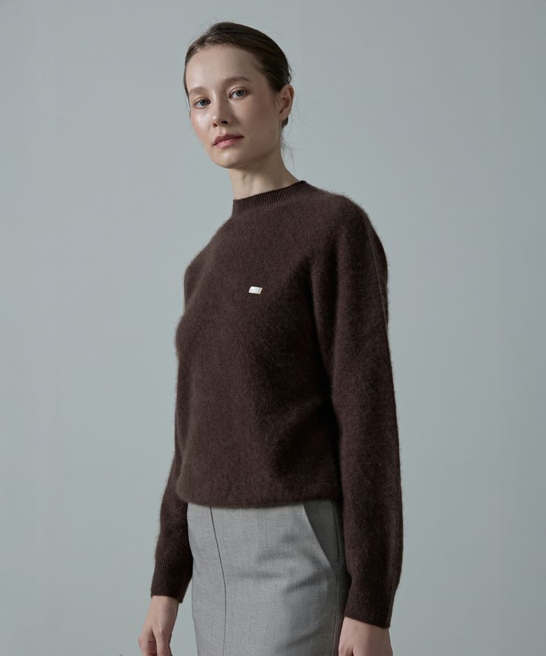 Noelle Wholegarment Cashmere Wool Half-Neck Knit_BROWN