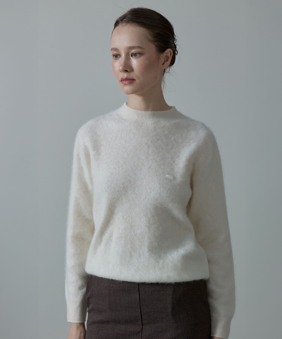 아흐레(AHRE) Noelle Wholegarment Cashmere Wool Half-Neck Knit_WHITE