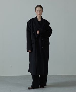 Mure Peaked Over Tailored Double Wool Coat_BLACK