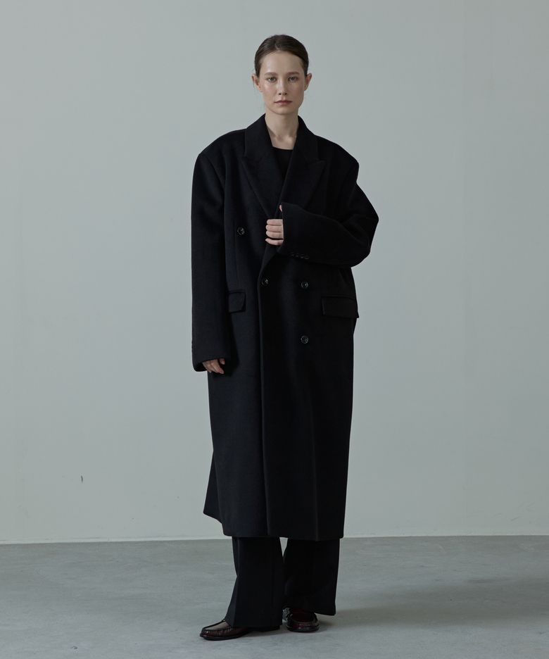 Mure Peaked Over Tailored Double Wool Coat_BLACK