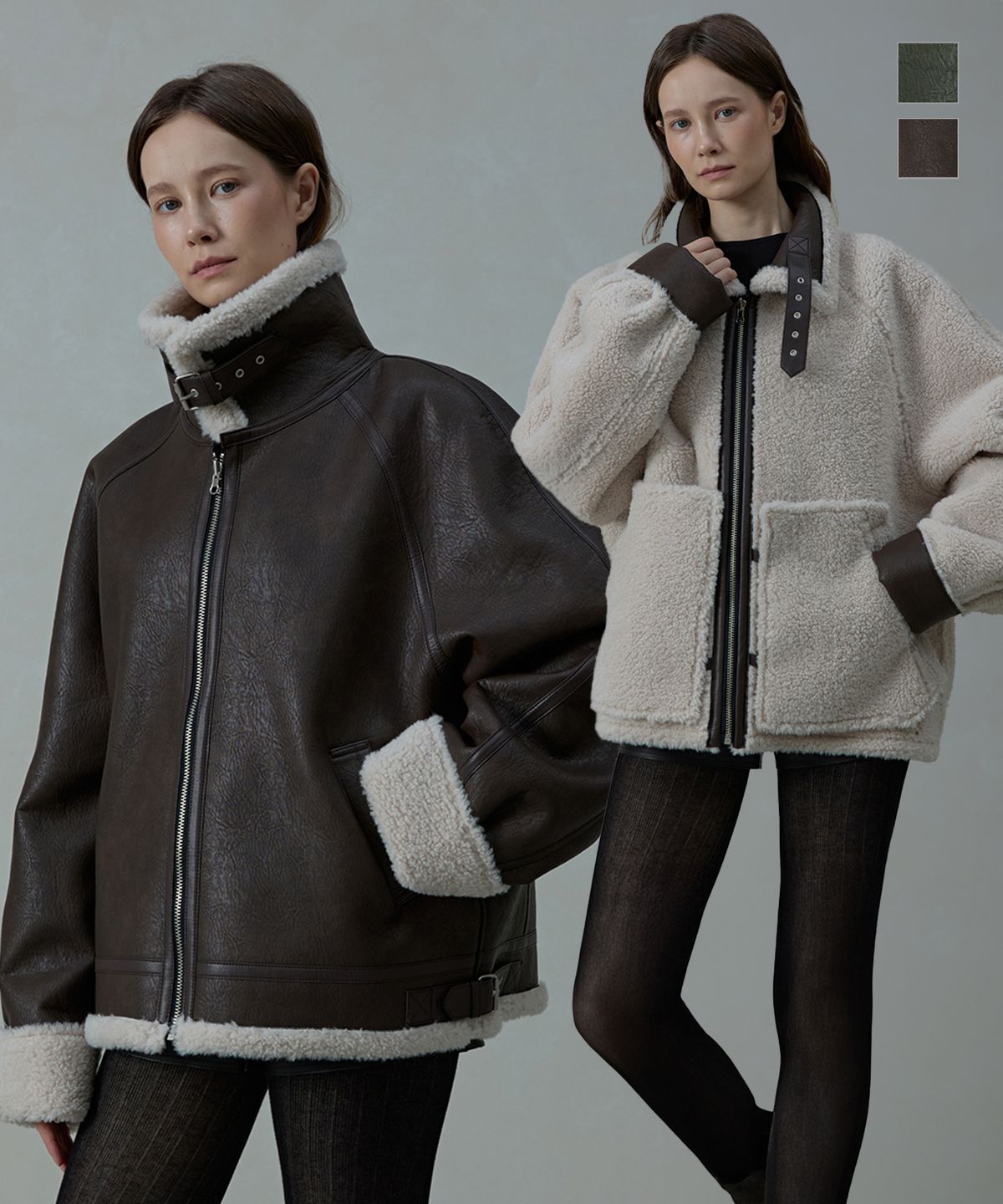 아흐레(AHRE) Baum Oversized Reversible Shearling Mustang_2Color