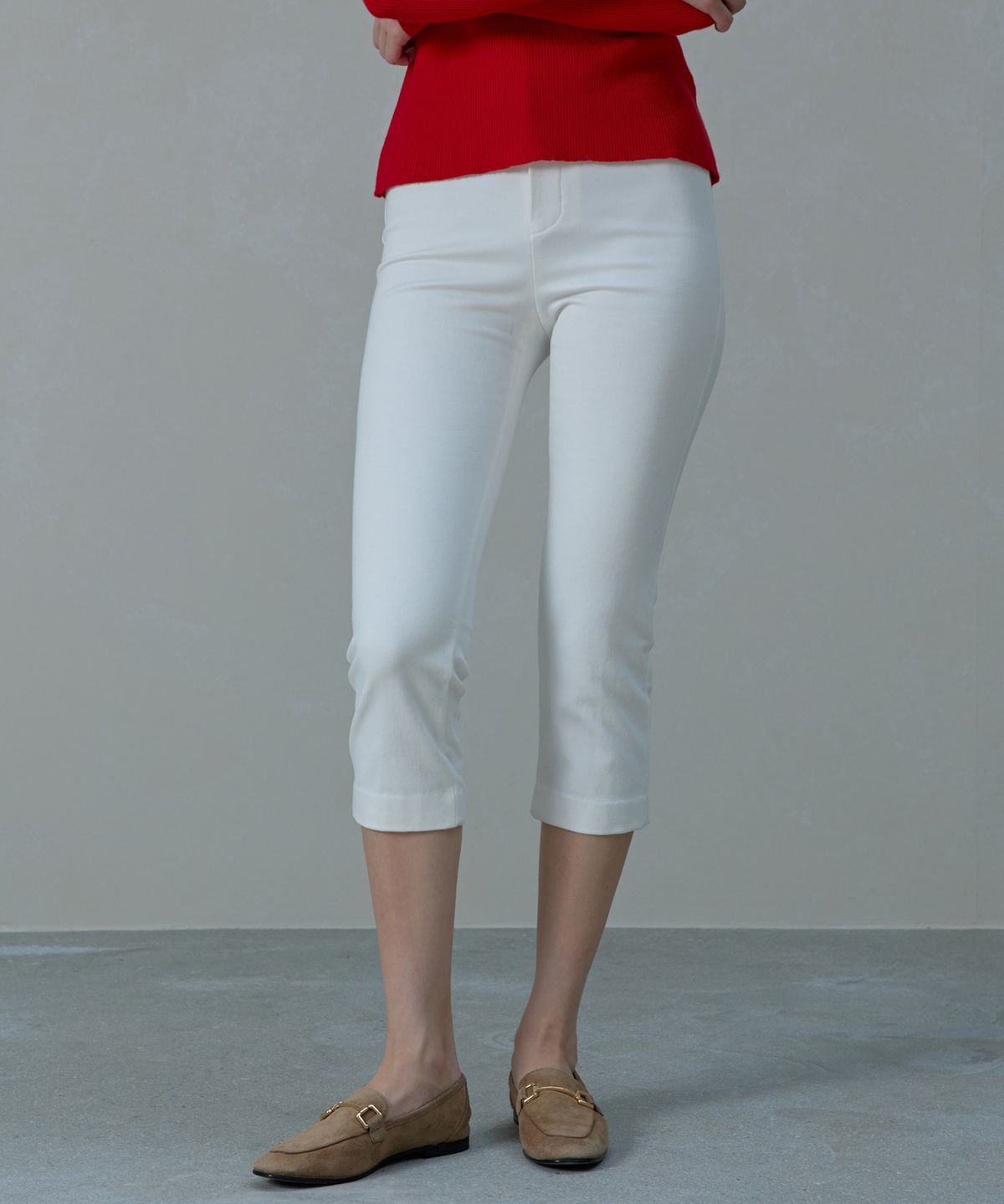 아흐레(AHRE) [기모] Slen Slim Fleece Span Cropped Capri Pants_WHITE