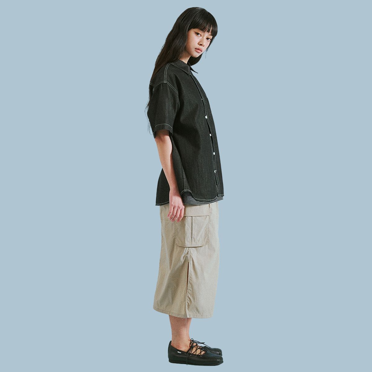 마크엠(MARKM) 스트레치 카고 롱스커트 (MKSAC2352)