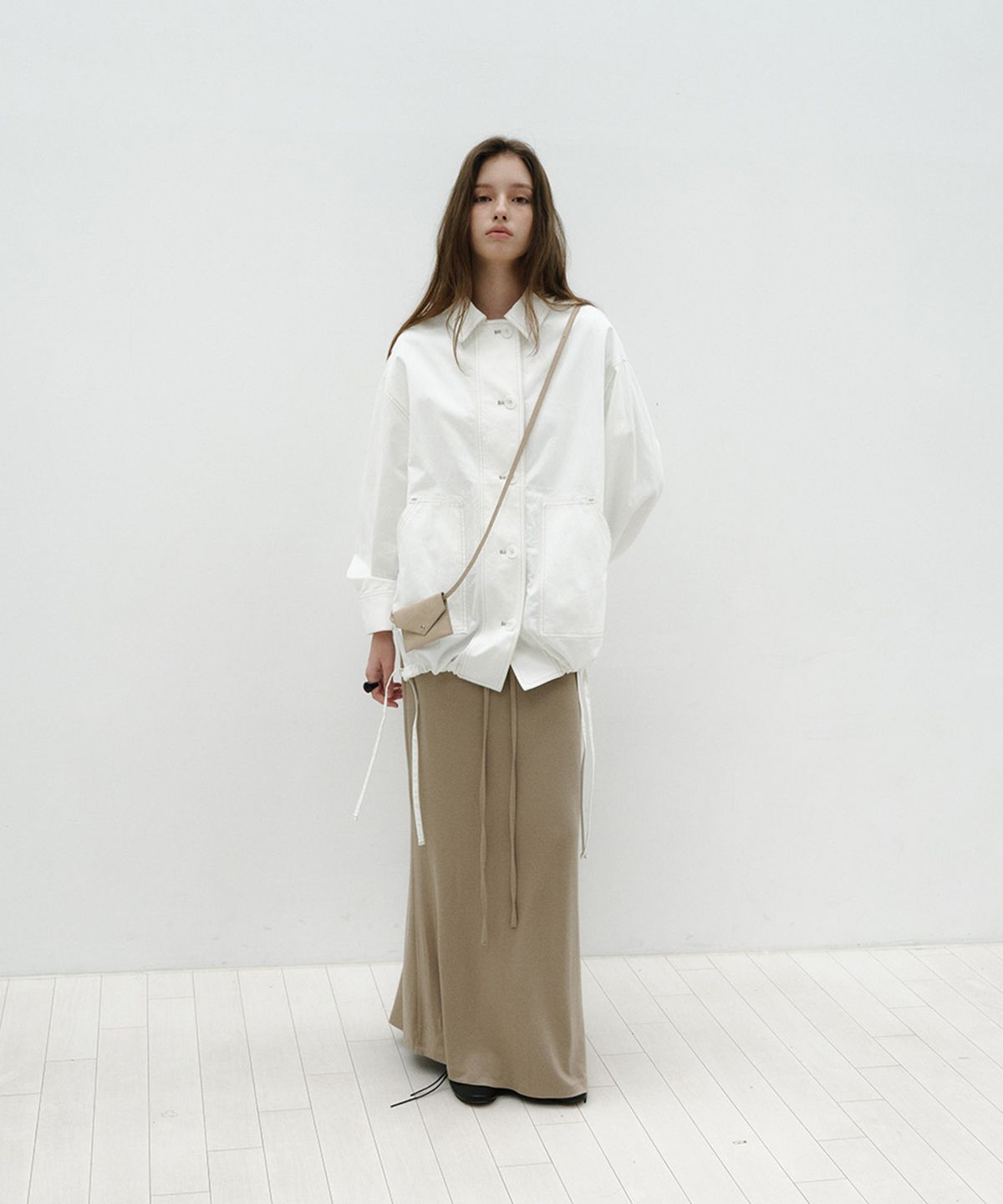 로우타이드(LOW TIDE) SILKY SWEAT MAXI SKIRT [BEIGE]
