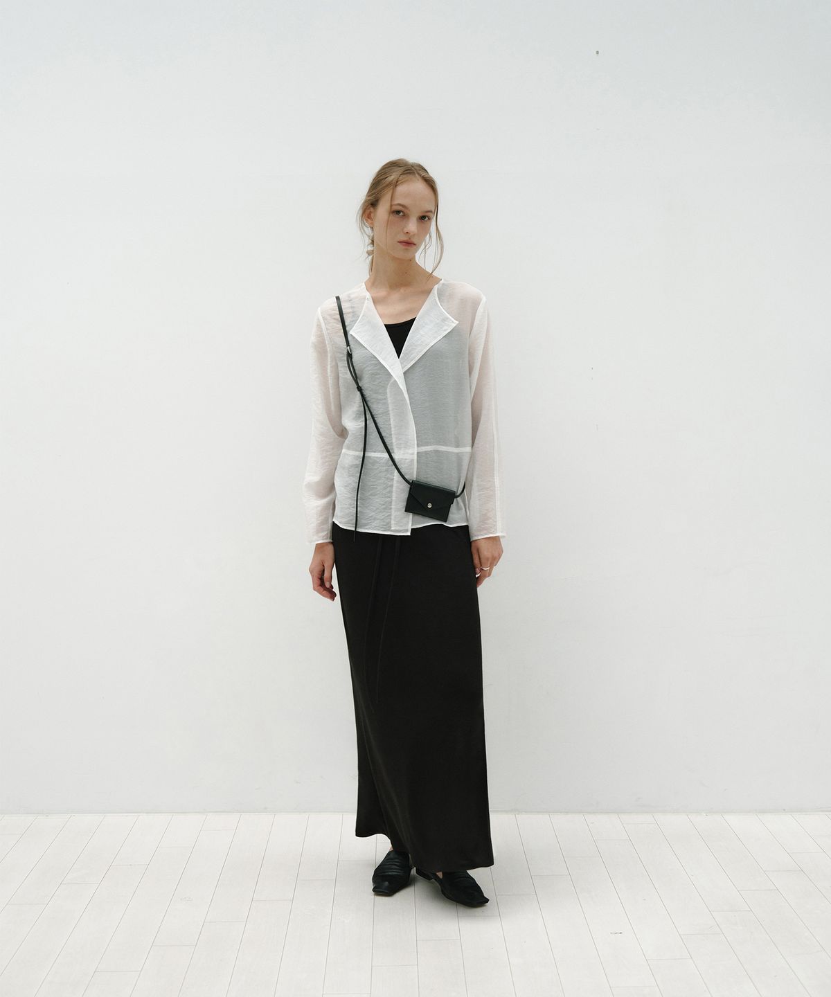 로우타이드(LOW TIDE) SILKY SWEAT MAXI SKIRT [BLACK]